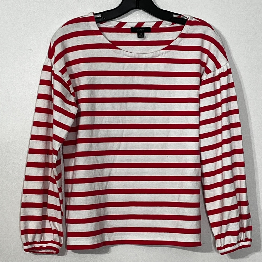 J Crew Striped Balloon Sleeve Nautical Top